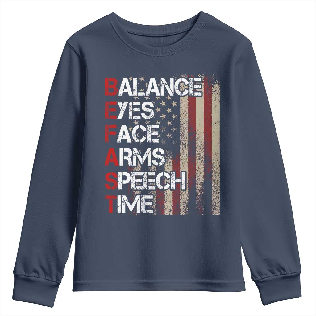 Stroke Support Youth Sweatshirt BEFAST Stroke Symptoms Vintage American Flag