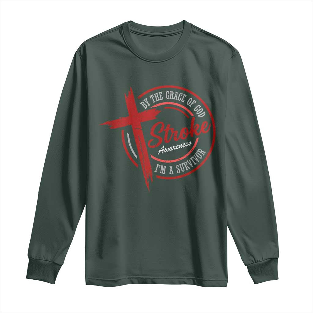 By The Grace Of God I'm A Survivor Stroke Support Long Sleeve Shirt