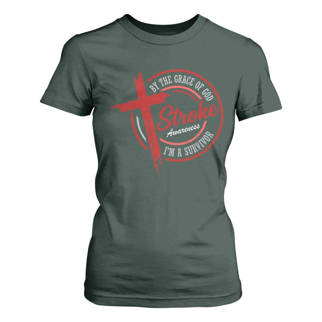 By The Grace Of God I'm A Survivor Stroke Support T Shirt For Women