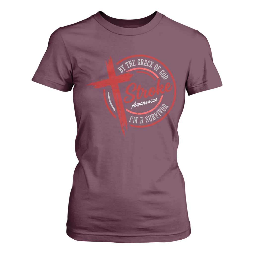 By The Grace Of God I'm A Survivor Stroke Support T Shirt For Women
