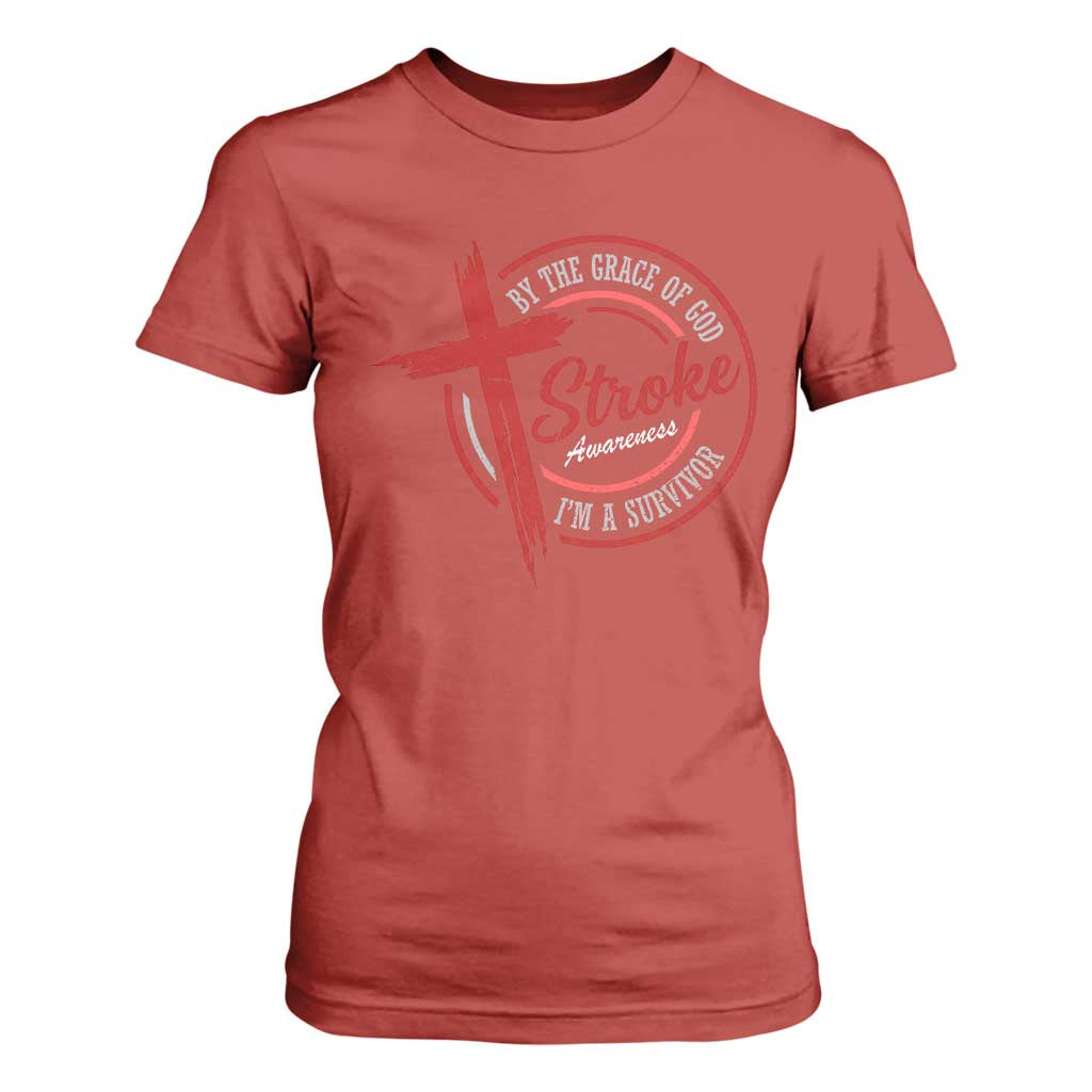By The Grace Of God I'm A Survivor Stroke Support T Shirt For Women