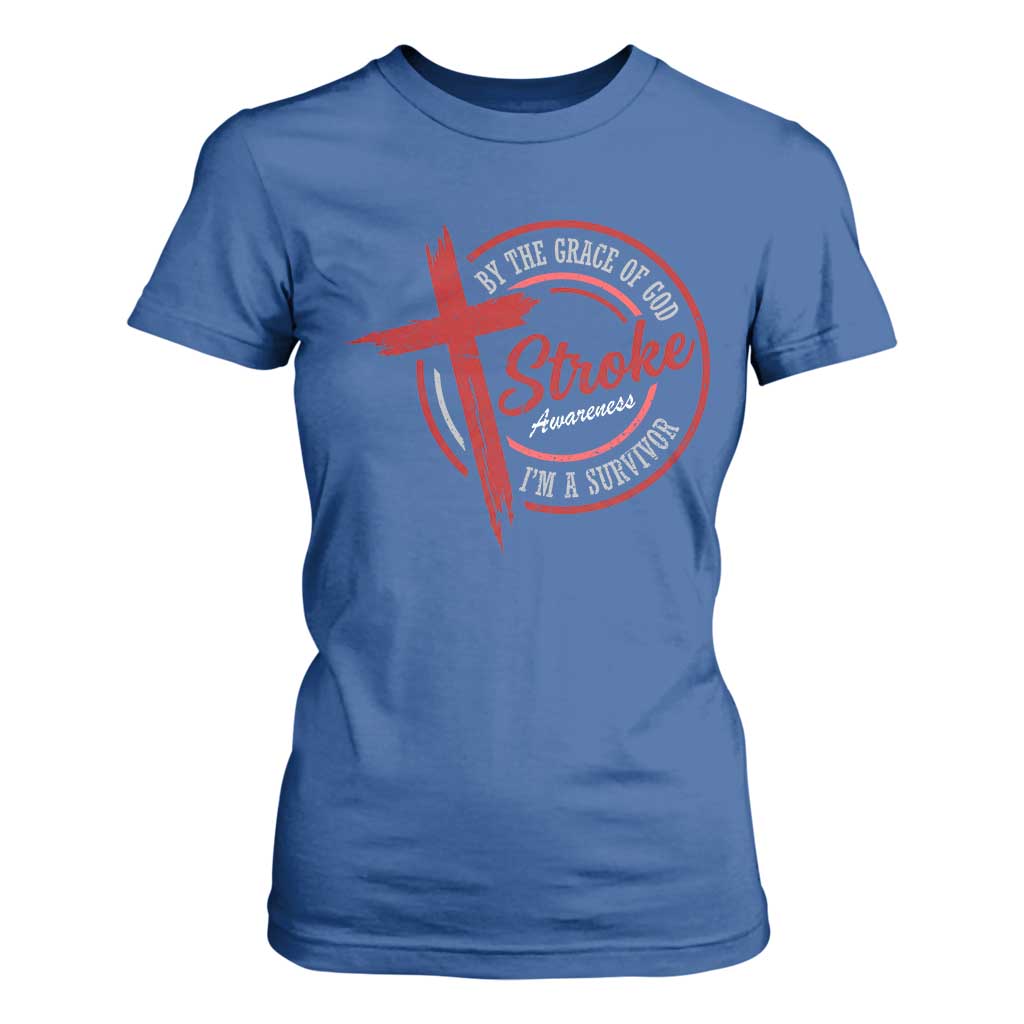 By The Grace Of God I'm A Survivor Stroke Support T Shirt For Women