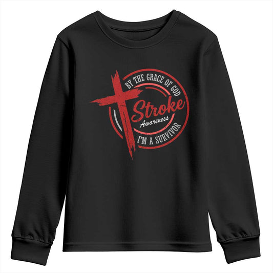 By The Grace Of God I'm A Survivor Stroke Support Youth Sweatshirt