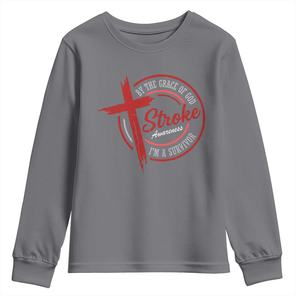 By The Grace Of God I'm A Survivor Stroke Support Youth Sweatshirt