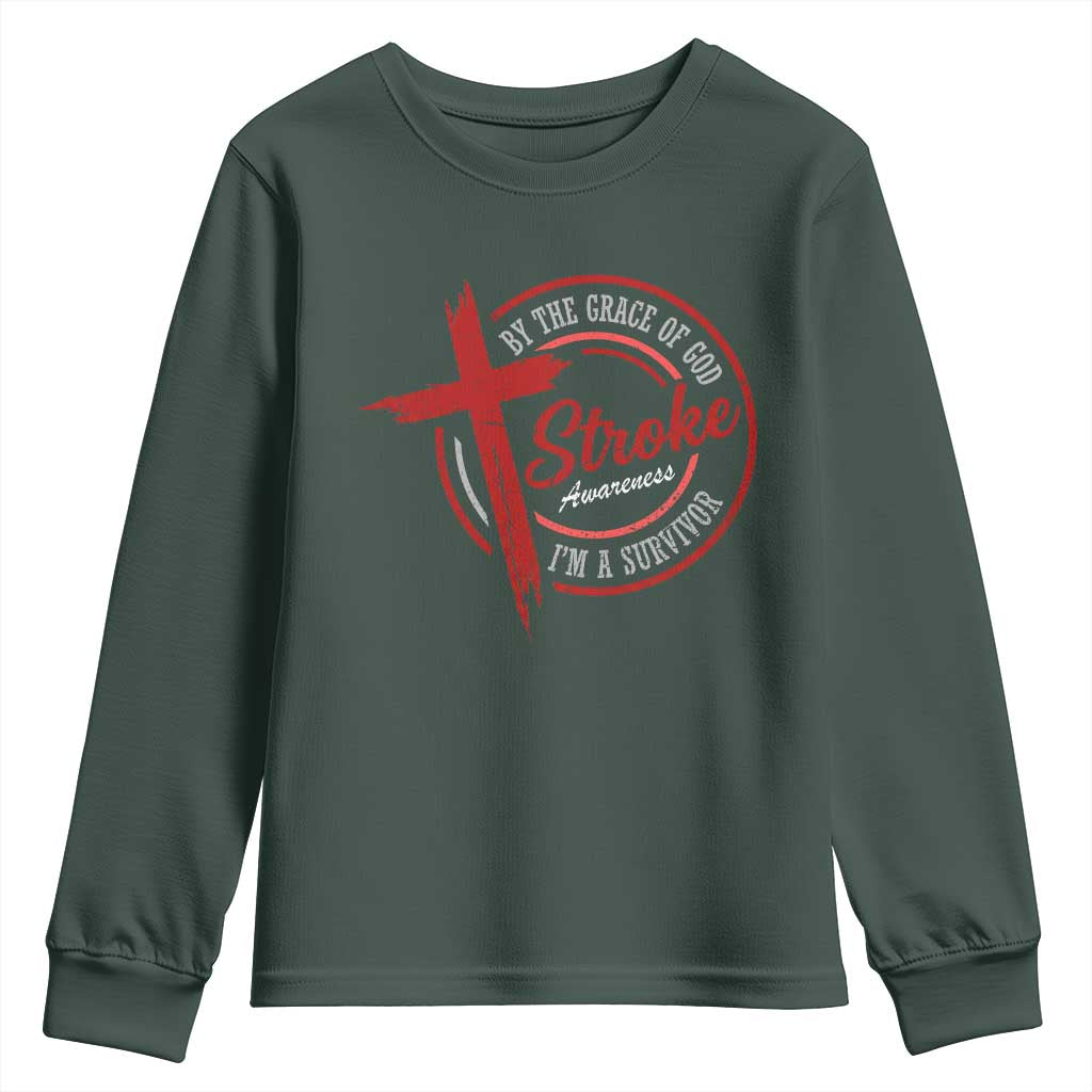 By The Grace Of God I'm A Survivor Stroke Support Youth Sweatshirt