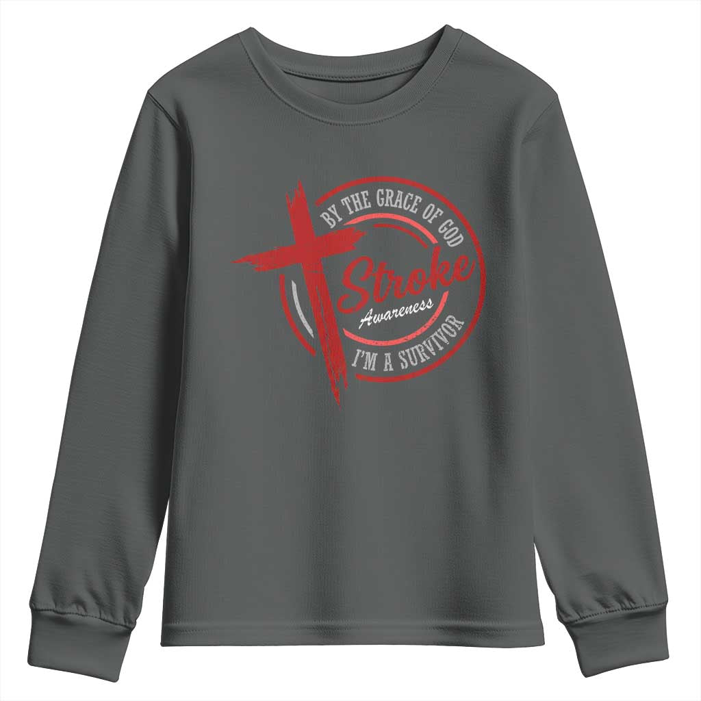 By The Grace Of God I'm A Survivor Stroke Support Youth Sweatshirt