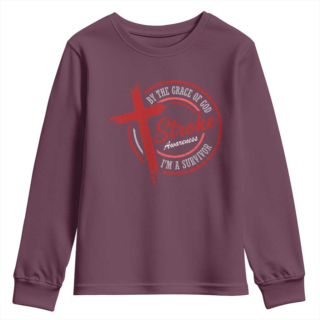 By The Grace Of God I'm A Survivor Stroke Support Youth Sweatshirt
