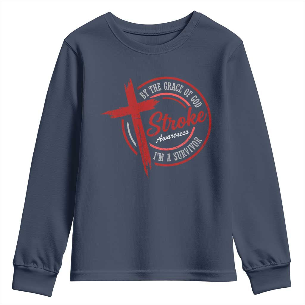 By The Grace Of God I'm A Survivor Stroke Support Youth Sweatshirt