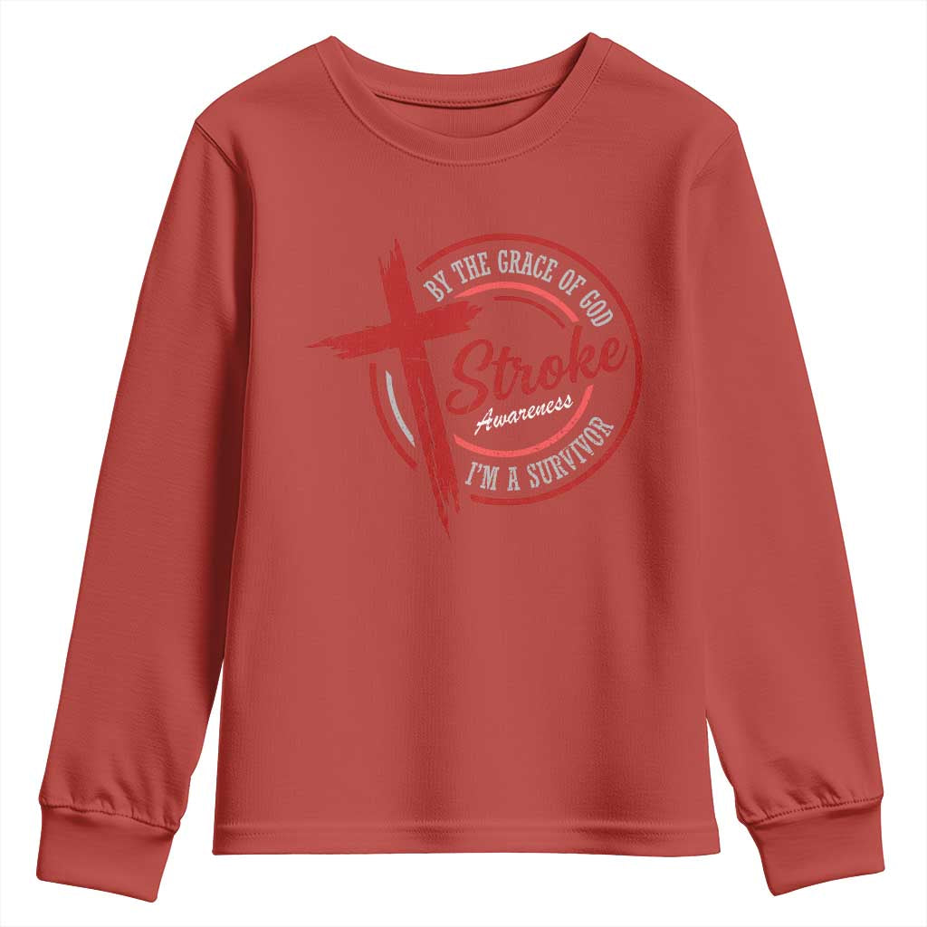 By The Grace Of God I'm A Survivor Stroke Support Youth Sweatshirt