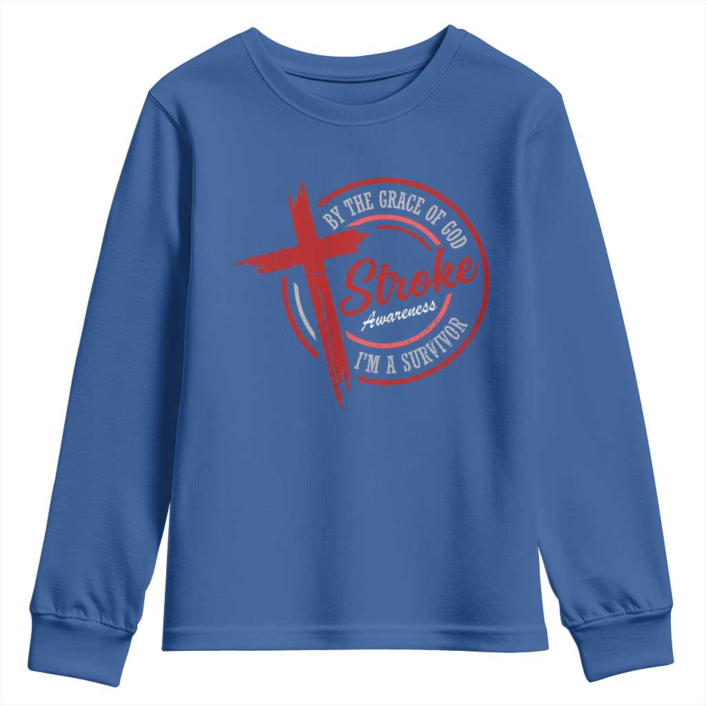 By The Grace Of God I'm A Survivor Stroke Support Youth Sweatshirt