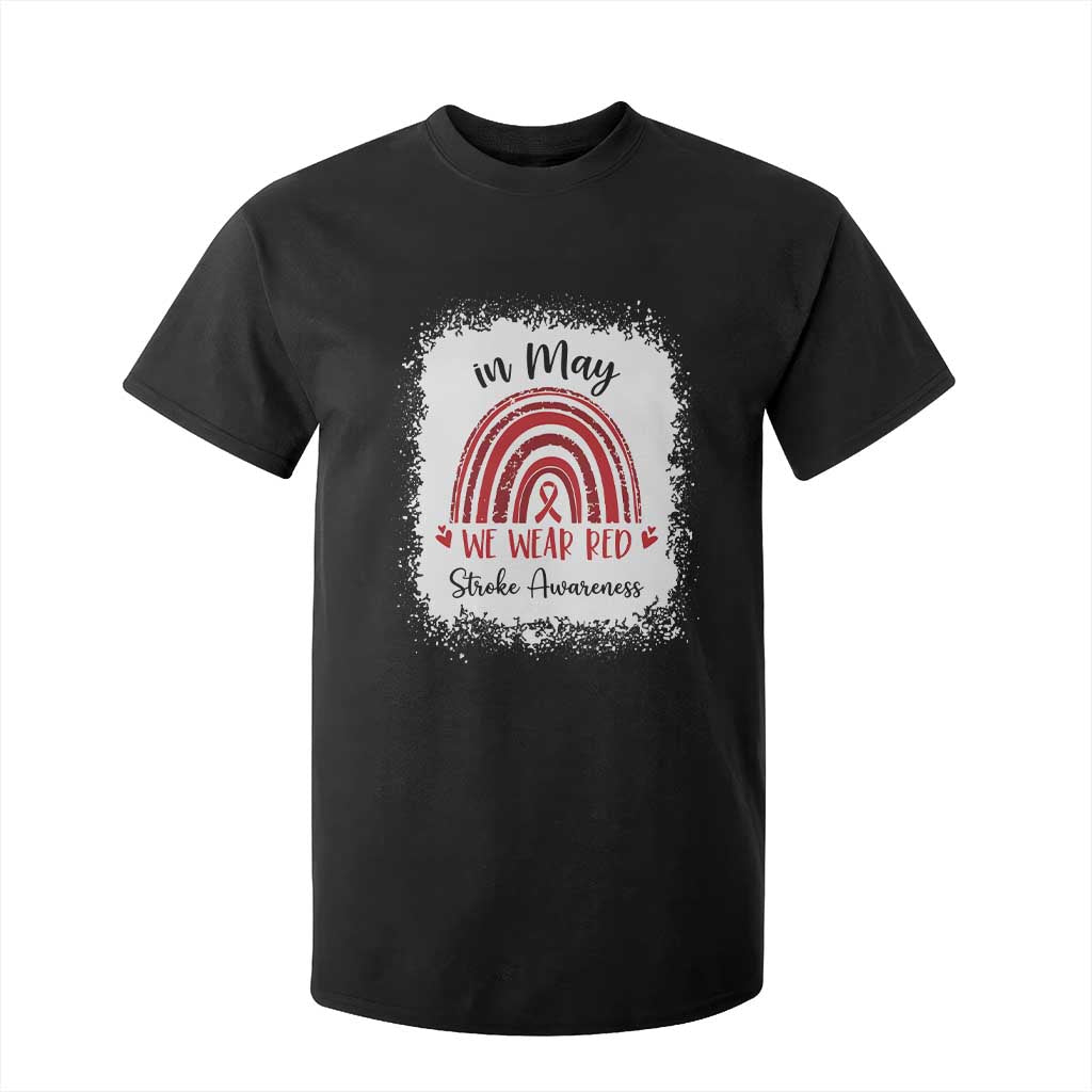 In May We Wear Red Stroke Support T Shirt For Kid Bleach Effect