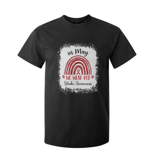 In May We Wear Red Stroke Support T Shirt For Kid Bleach Effect