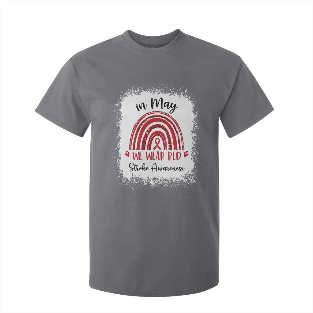 In May We Wear Red Stroke Support T Shirt For Kid Bleach Effect