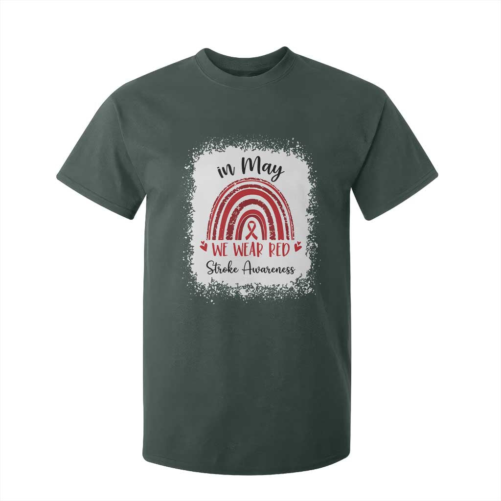 In May We Wear Red Stroke Support T Shirt For Kid Bleach Effect