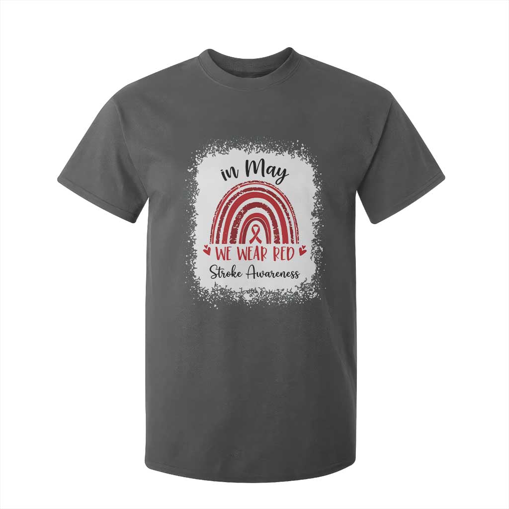 In May We Wear Red Stroke Support T Shirt For Kid Bleach Effect