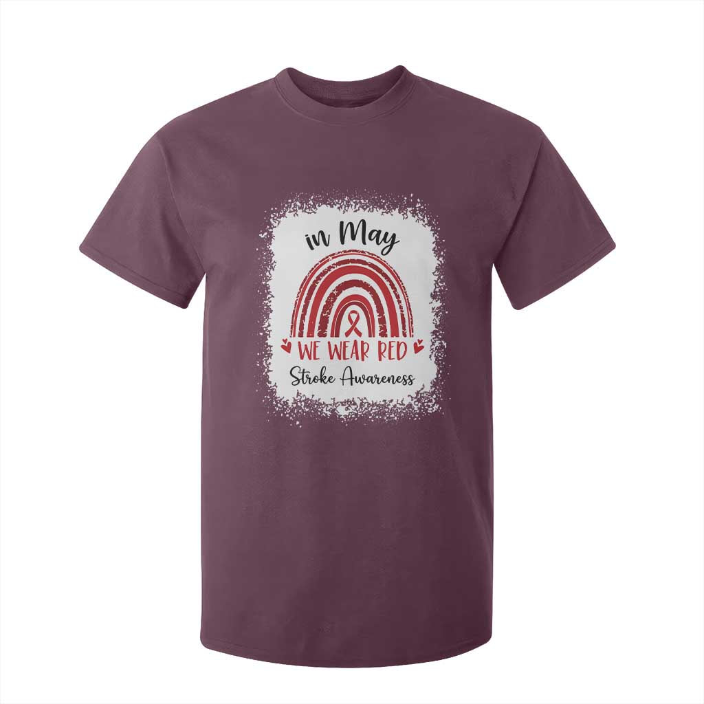 In May We Wear Red Stroke Support T Shirt For Kid Bleach Effect
