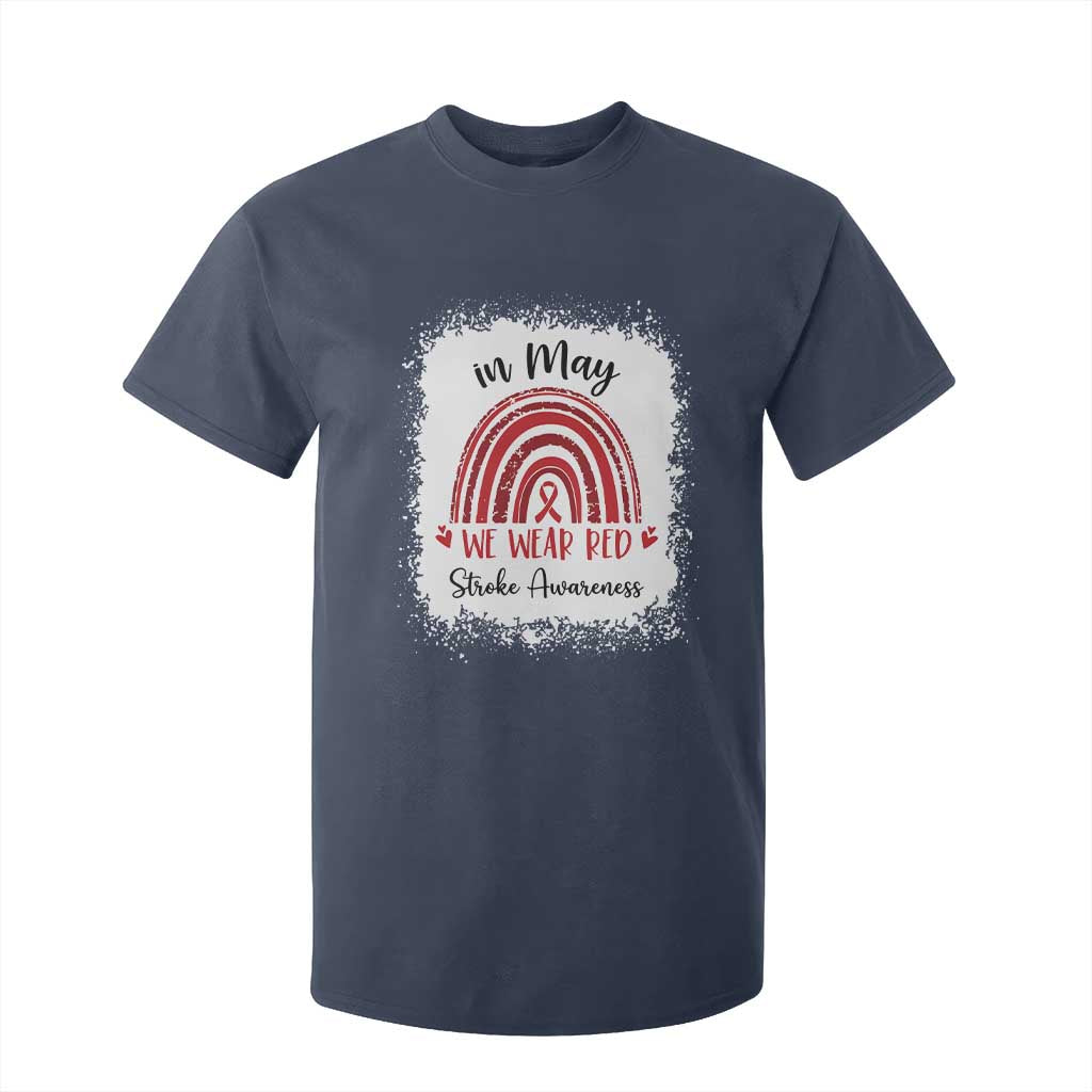 In May We Wear Red Stroke Support T Shirt For Kid Bleach Effect