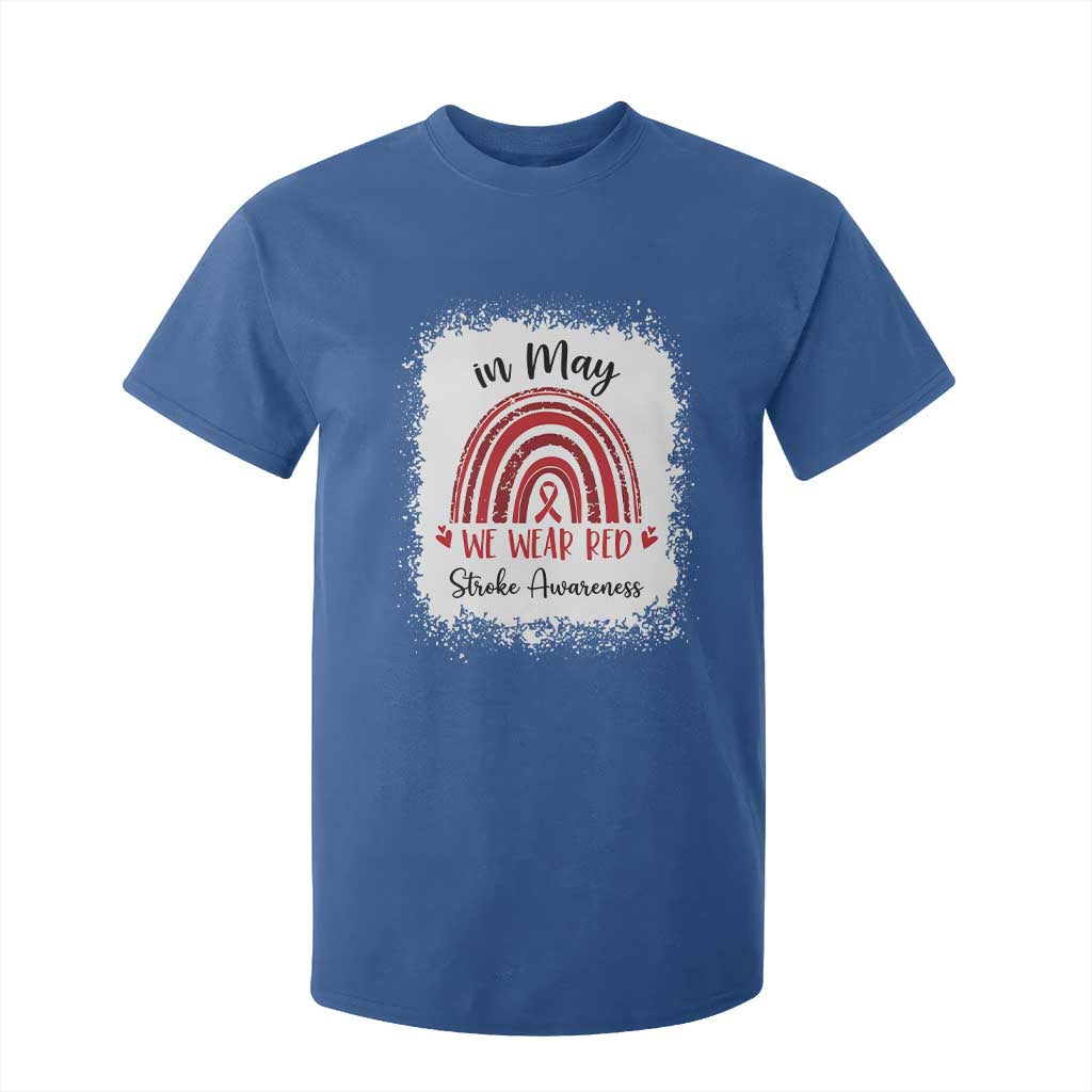 In May We Wear Red Stroke Support T Shirt For Kid Bleach Effect