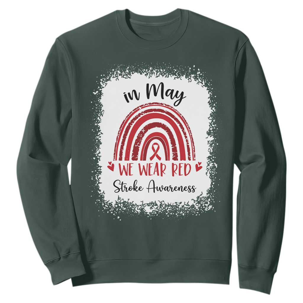 In May We Wear Red Stroke Support Sweatshirt Bleach Effect