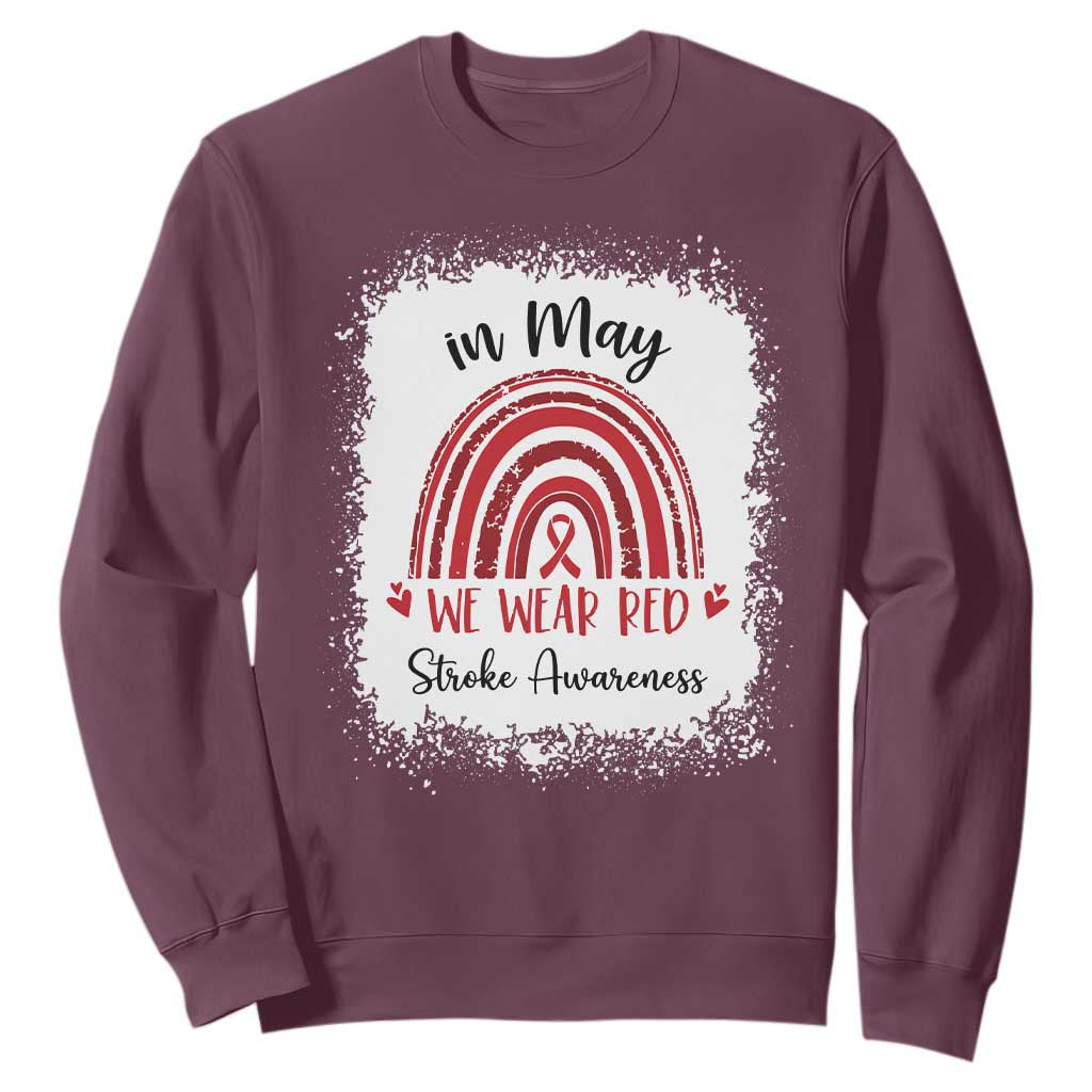 In May We Wear Red Stroke Support Sweatshirt Bleach Effect