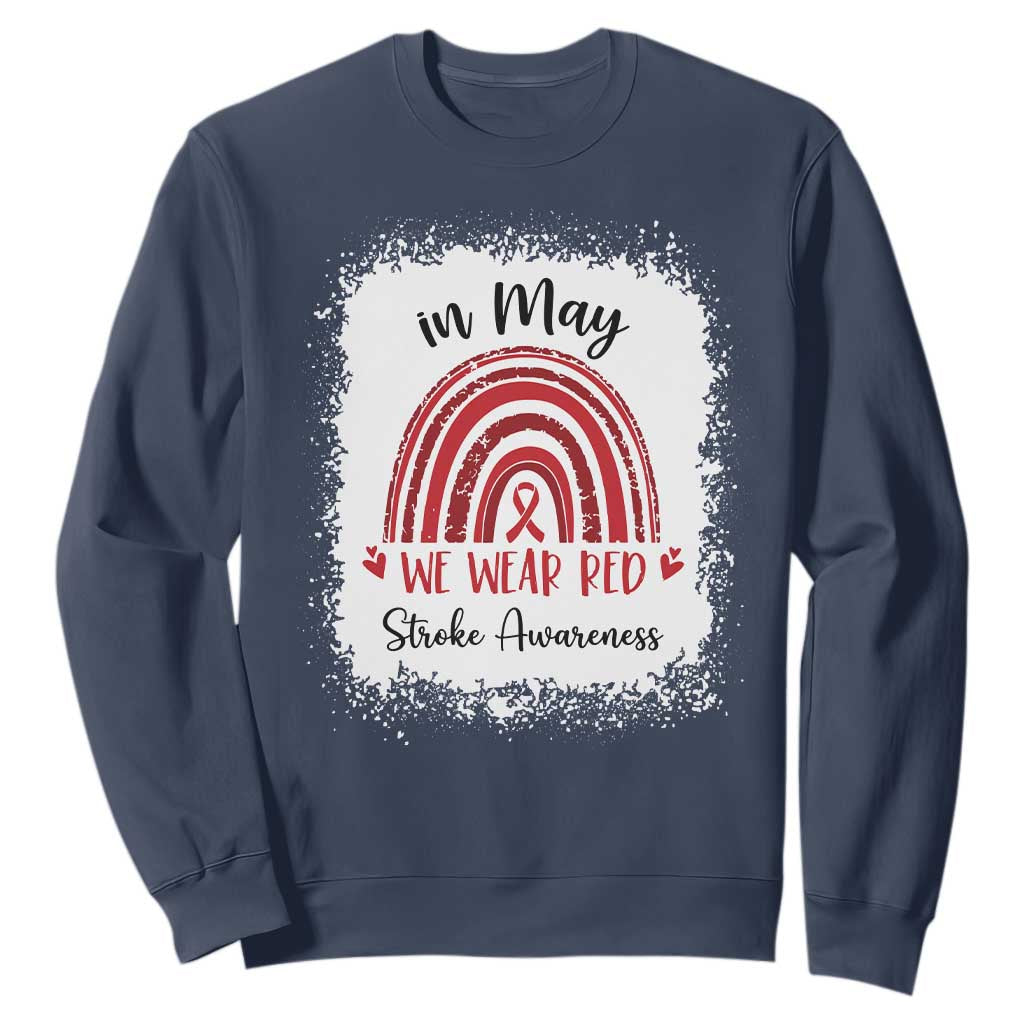 In May We Wear Red Stroke Support Sweatshirt Bleach Effect