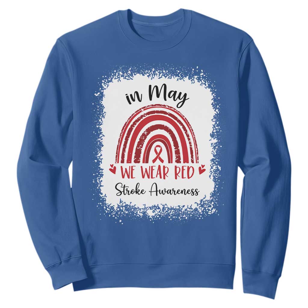 In May We Wear Red Stroke Support Sweatshirt Bleach Effect