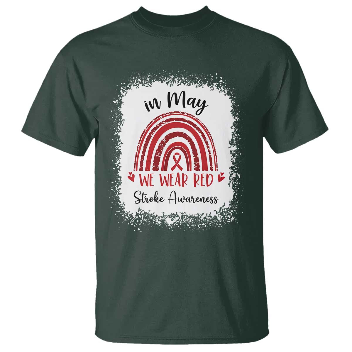 In May We Wear Red Stroke Support T Shirt Bleach Effect