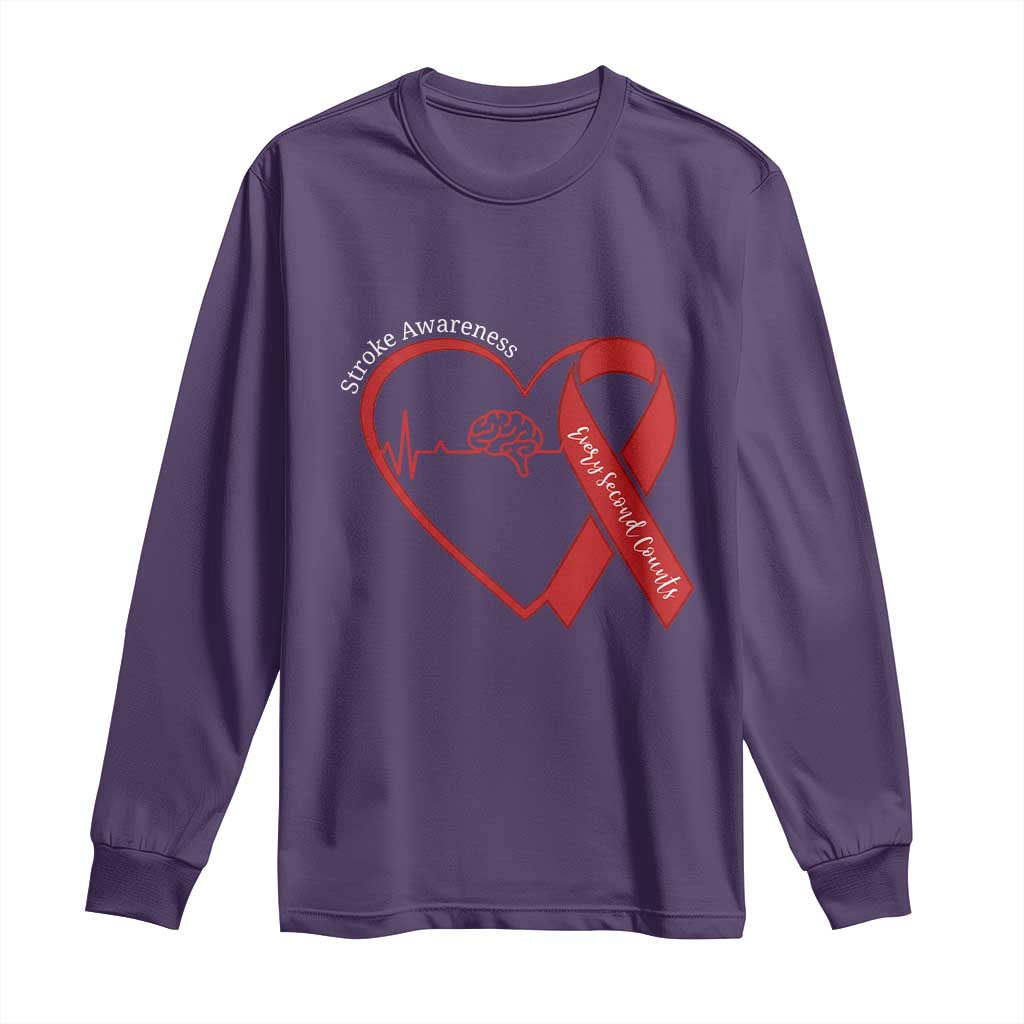 Stroke Support Long Sleeve Shirt Stroke Survivor Warrior Brain Attack