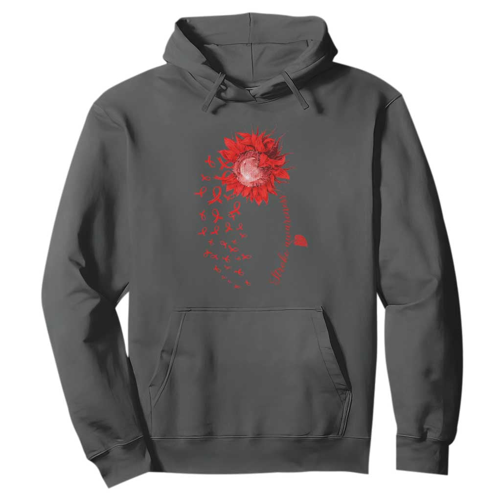 Sunflower Stroke Support Red Ribbon Hoodie