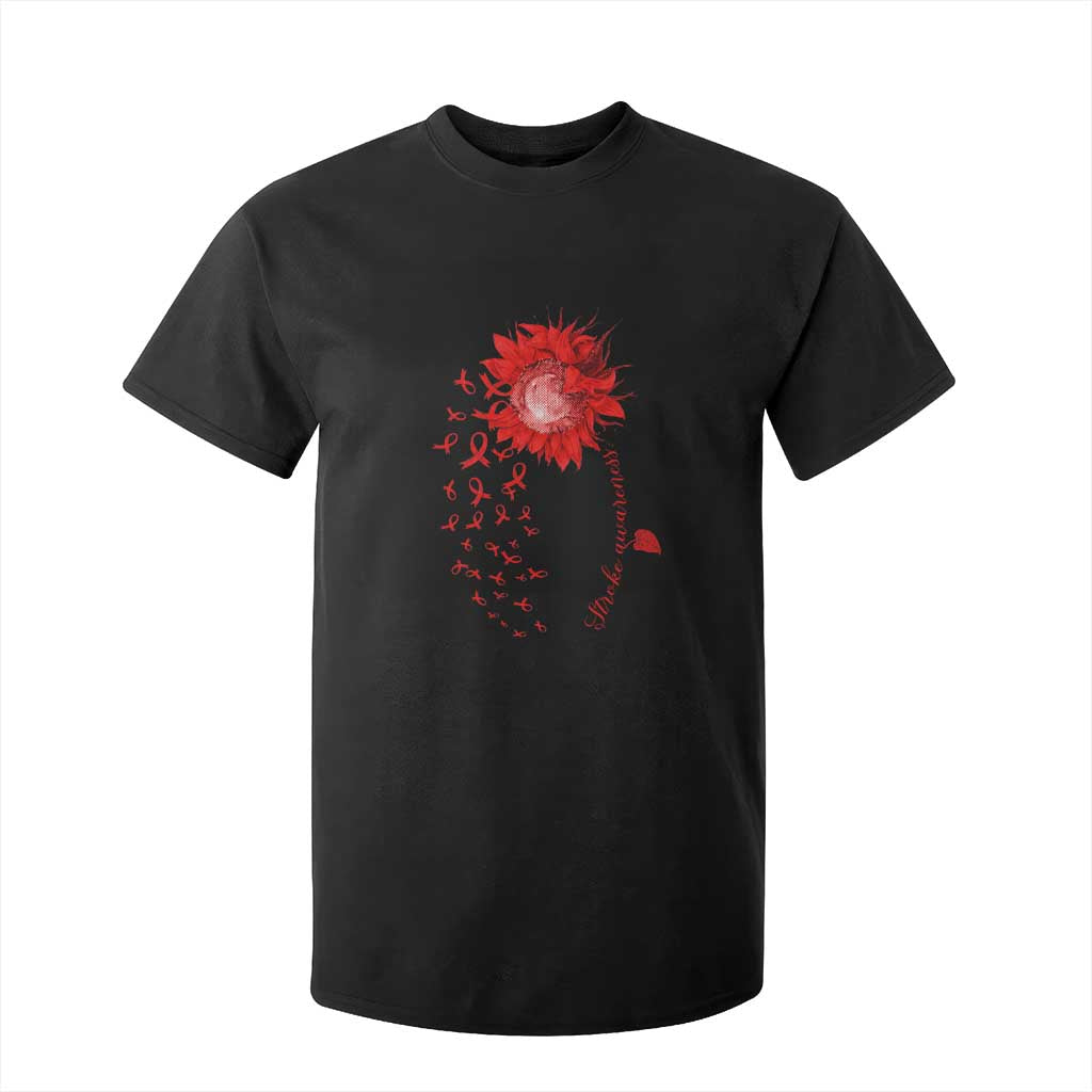 Sunflower Stroke Support Red Ribbon T Shirt For Kid