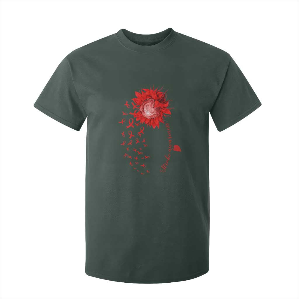 Sunflower Stroke Support Red Ribbon T Shirt For Kid