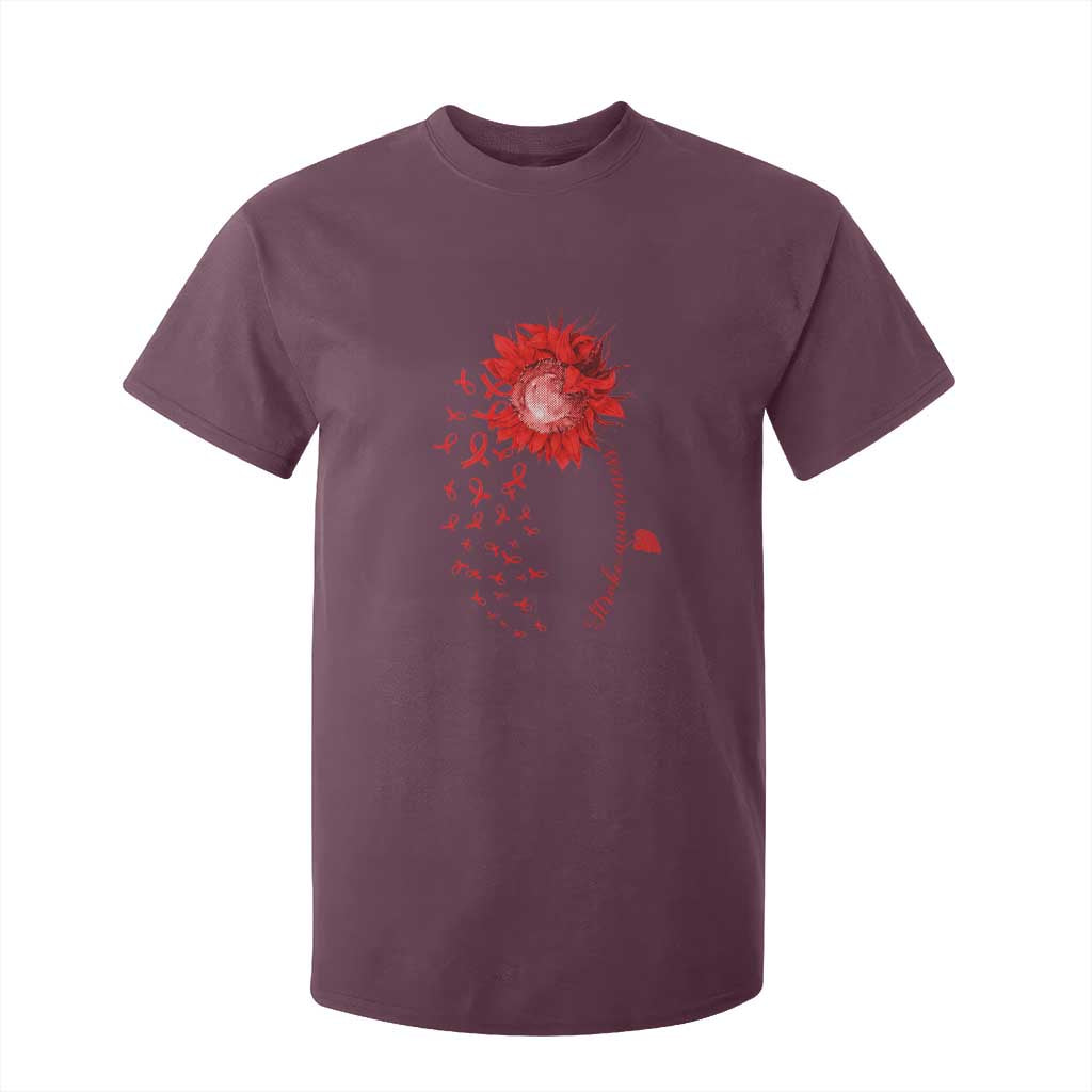 Sunflower Stroke Support Red Ribbon T Shirt For Kid