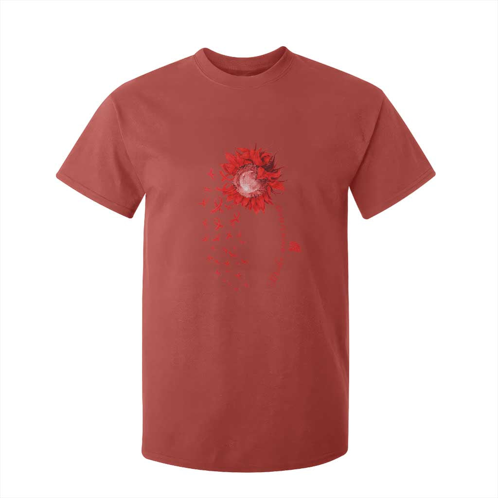 Sunflower Stroke Support Red Ribbon T Shirt For Kid