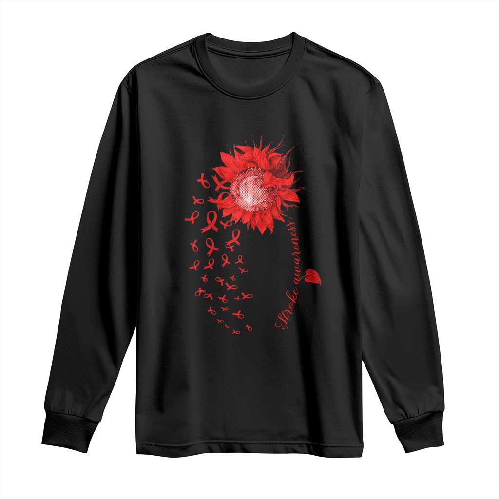 Sunflower Stroke Support Red Ribbon Long Sleeve Shirt