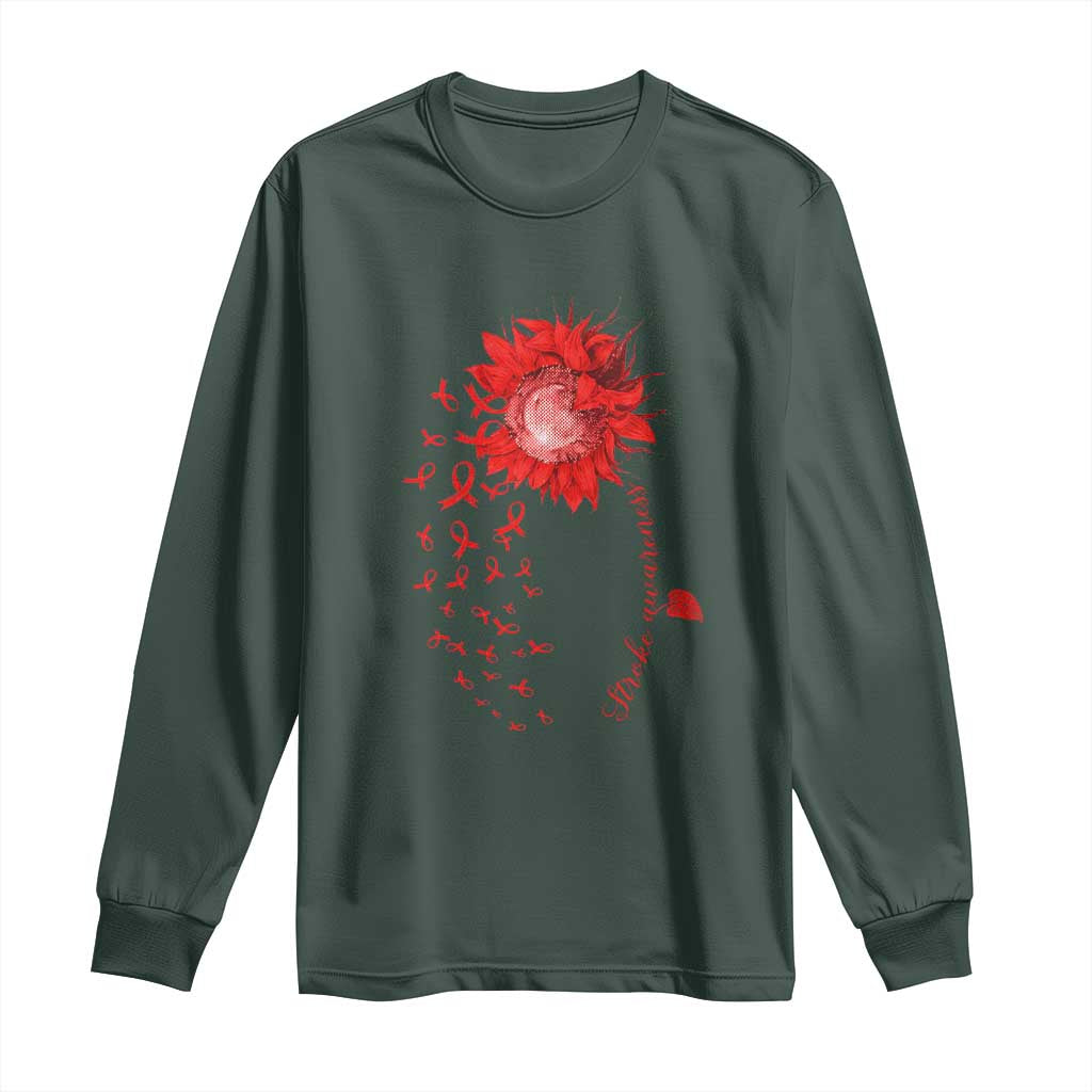 Sunflower Stroke Support Red Ribbon Long Sleeve Shirt