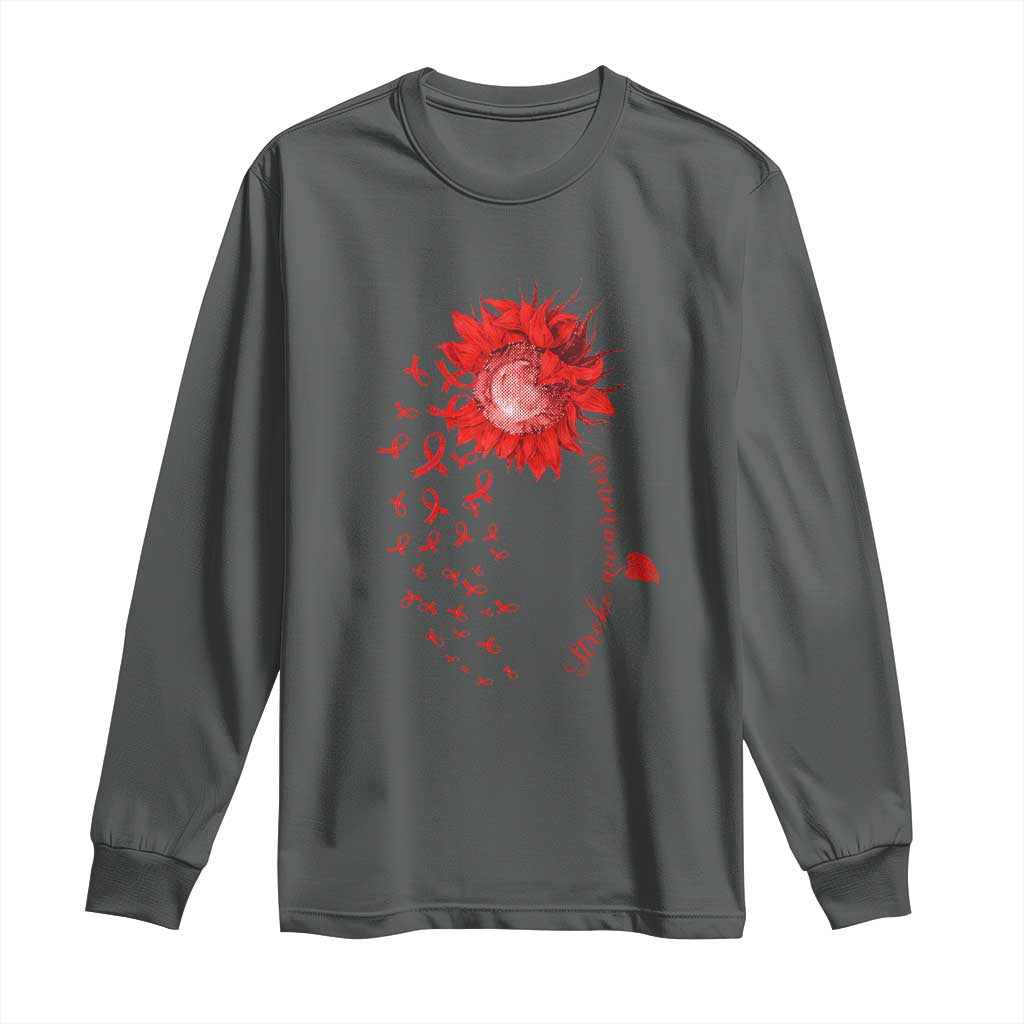 Sunflower Stroke Support Red Ribbon Long Sleeve Shirt