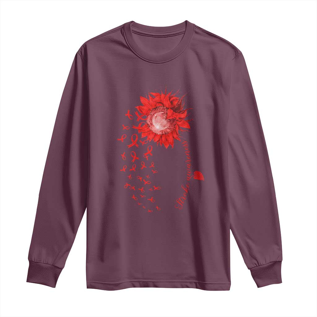 Sunflower Stroke Support Red Ribbon Long Sleeve Shirt