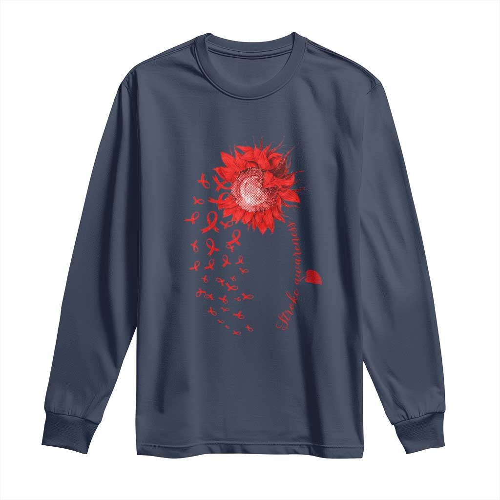 Sunflower Stroke Support Red Ribbon Long Sleeve Shirt