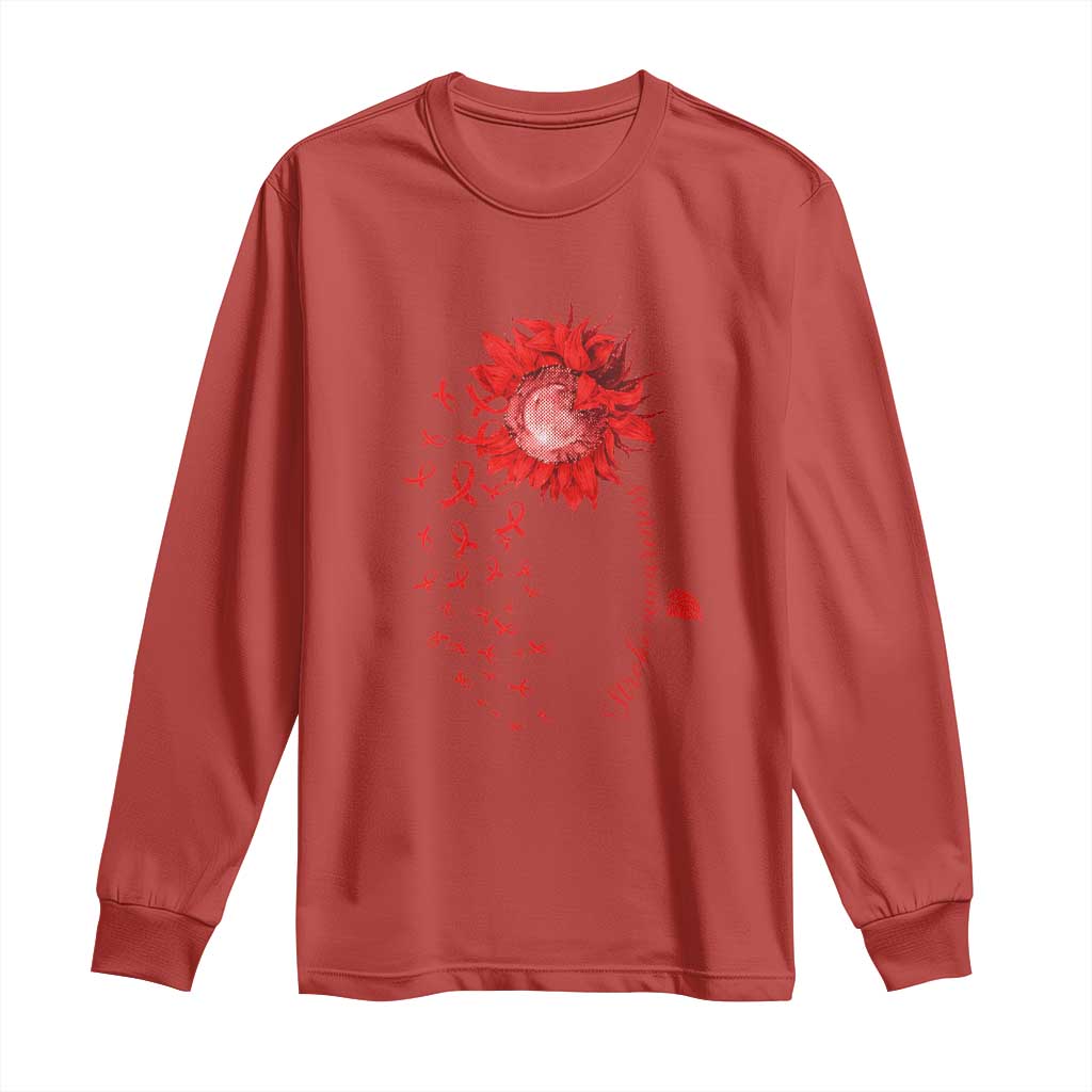 Sunflower Stroke Support Red Ribbon Long Sleeve Shirt