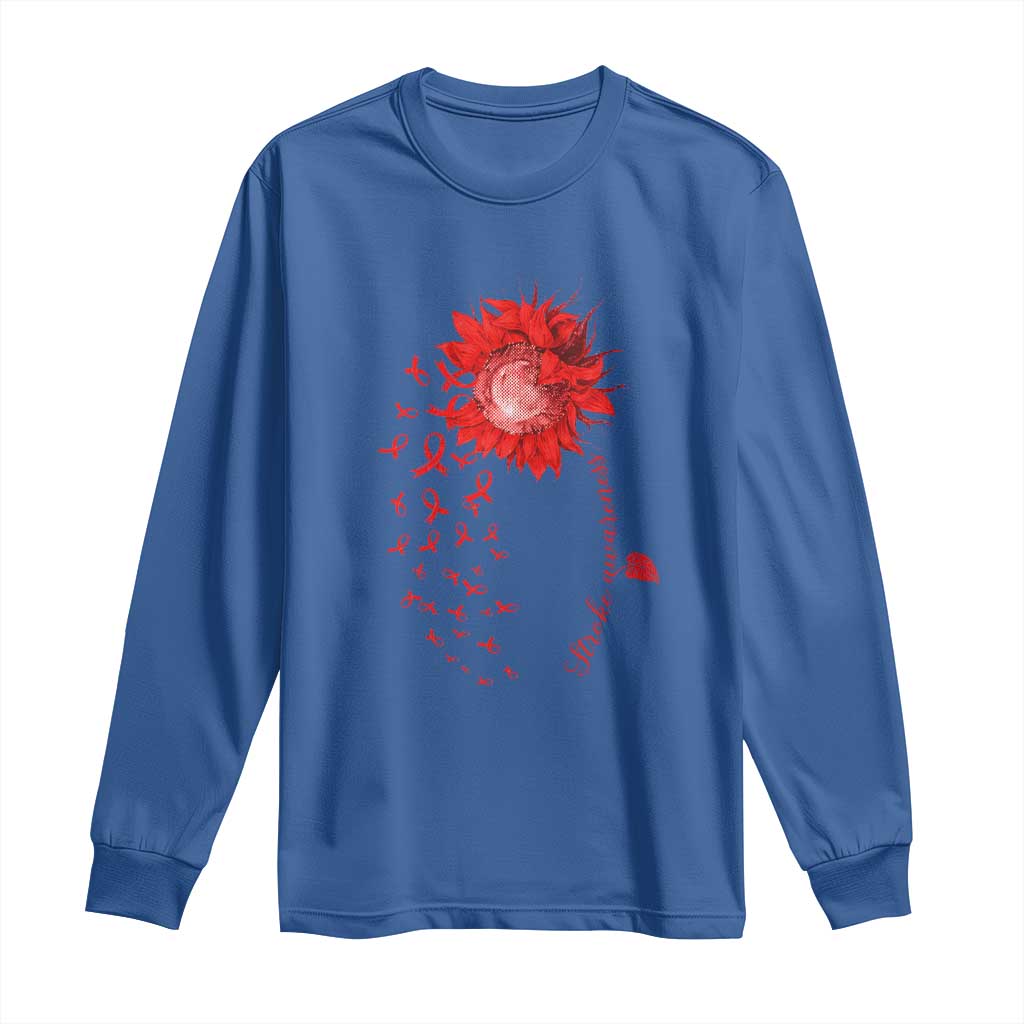 Sunflower Stroke Support Red Ribbon Long Sleeve Shirt