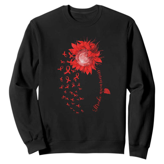 Sunflower Stroke Support Red Ribbon Sweatshirt