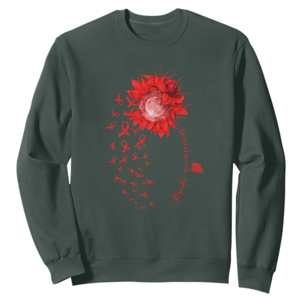 Sunflower Stroke Support Red Ribbon Sweatshirt