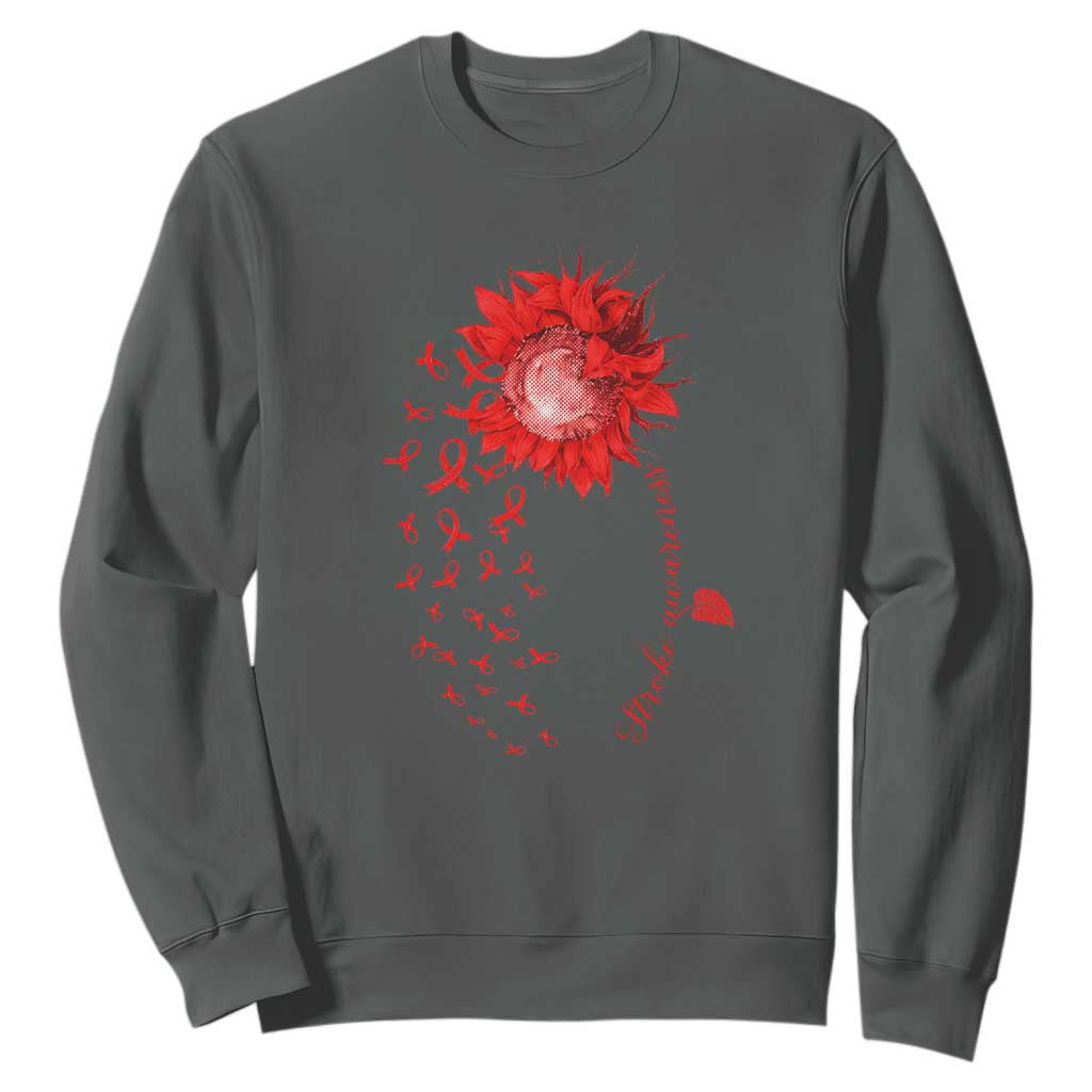 Sunflower Stroke Support Red Ribbon Sweatshirt
