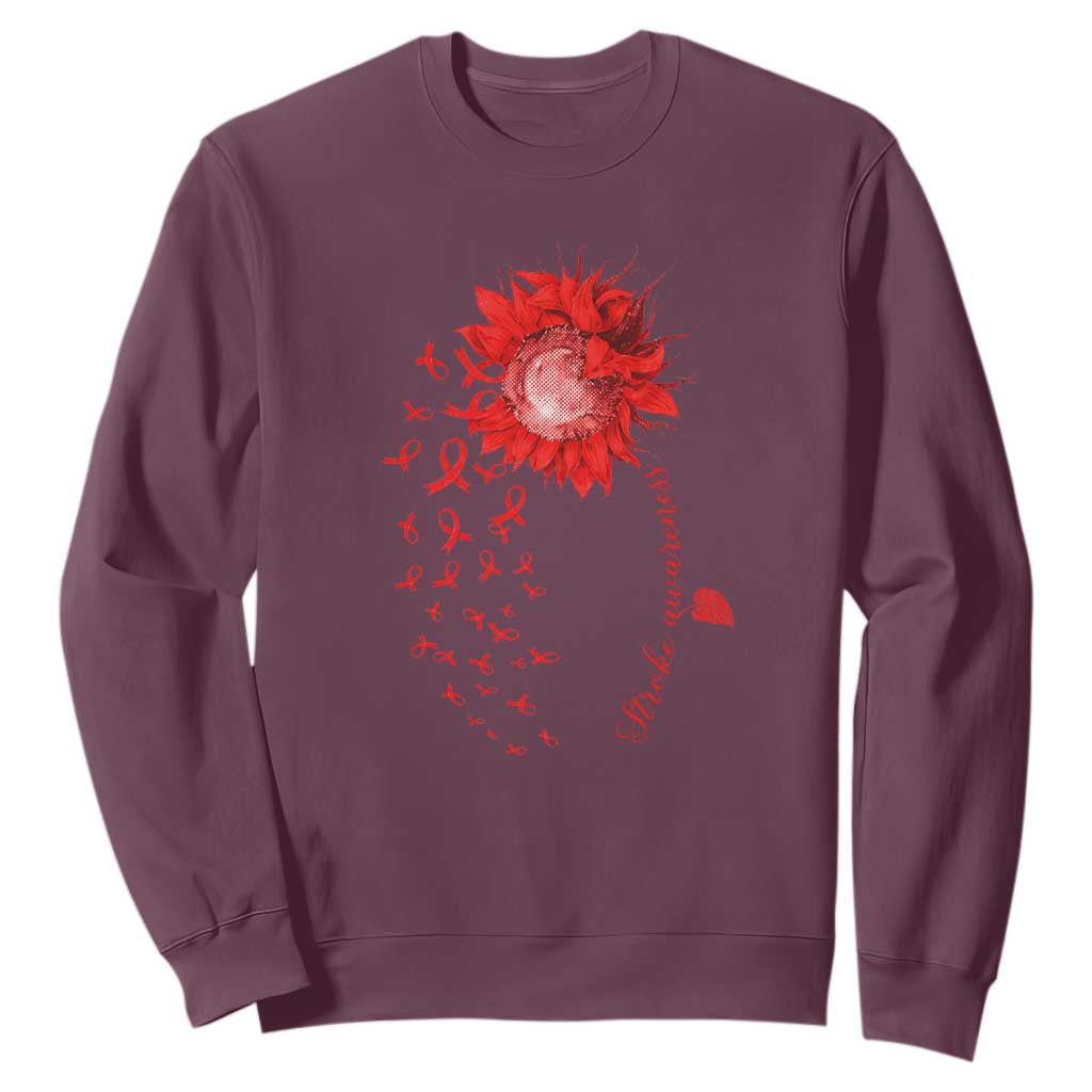 Sunflower Stroke Support Red Ribbon Sweatshirt