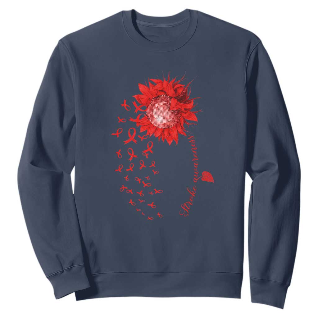 Sunflower Stroke Support Red Ribbon Sweatshirt