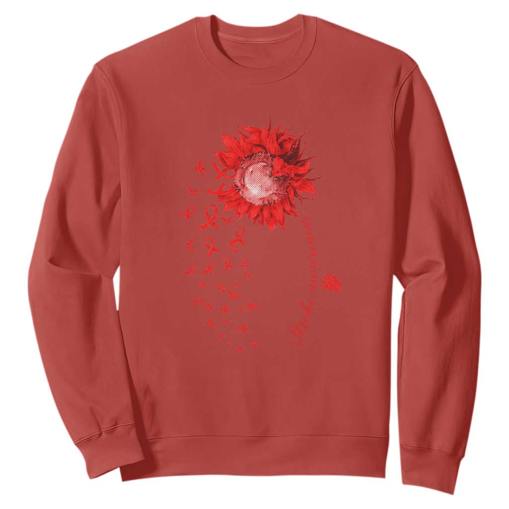 Sunflower Stroke Support Red Ribbon Sweatshirt