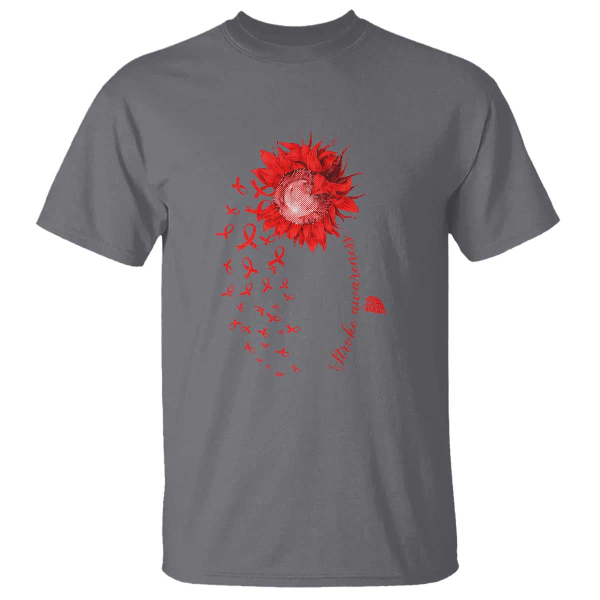 Sunflower Stroke Support Red Ribbon T Shirt