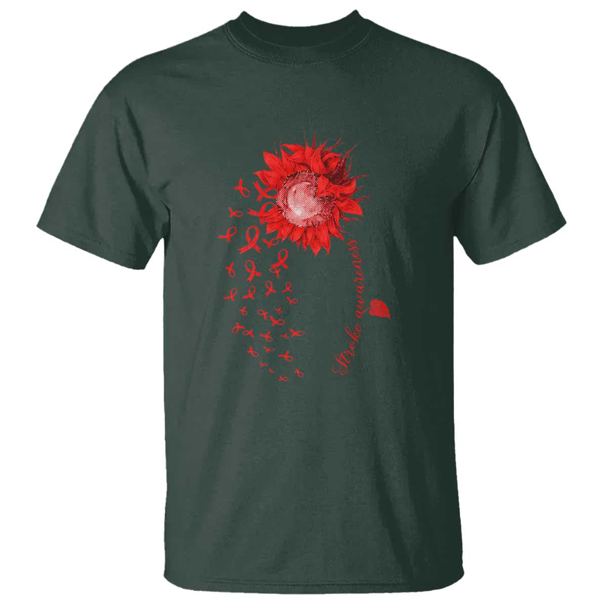 Sunflower Stroke Support Red Ribbon T Shirt