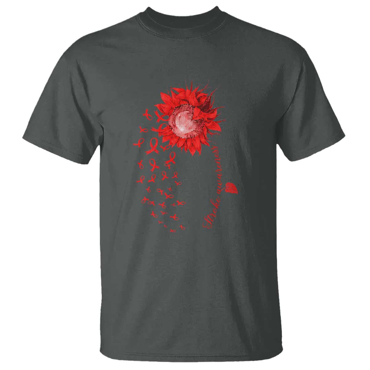 Sunflower Stroke Support Red Ribbon T Shirt