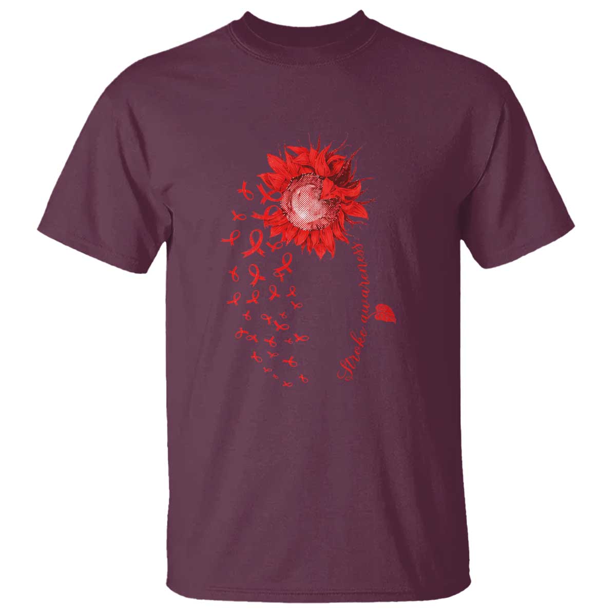 Sunflower Stroke Support Red Ribbon T Shirt